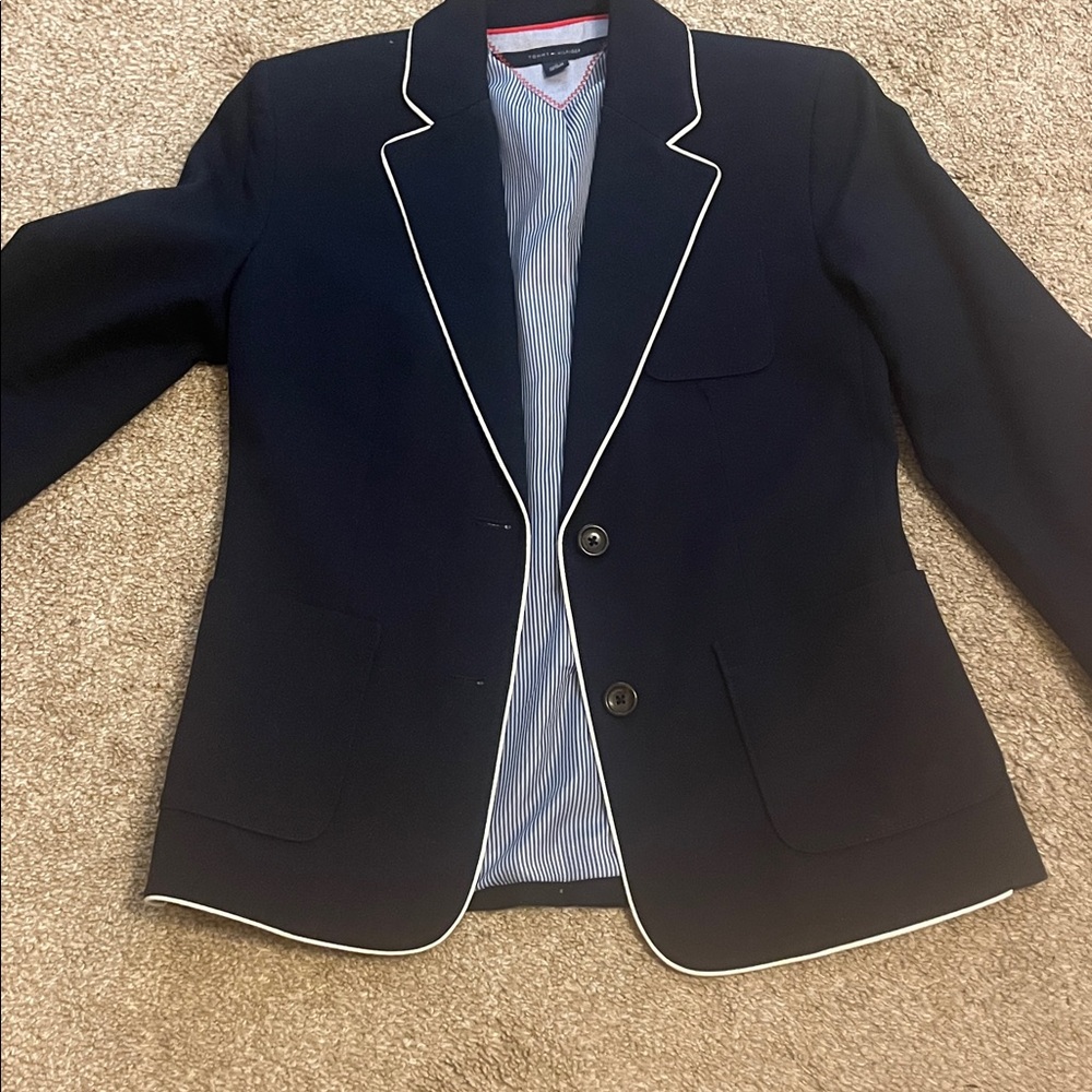 Tommy Hilfiger Navy Blazer with White Piping